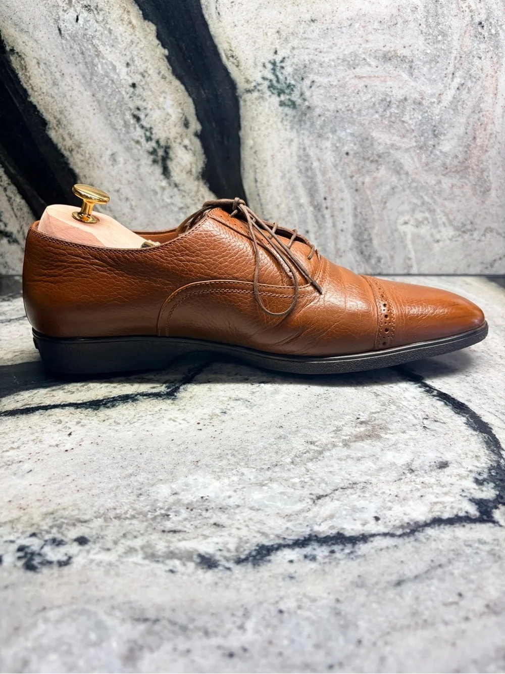 A.Testoni Black Label Brown Leather Cap Toe Oxford Men’s 8 UK 9 US Italy